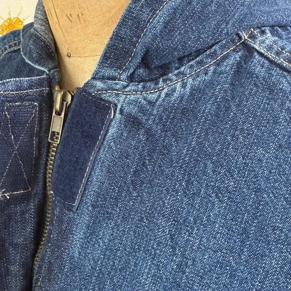 Vintage BLASSPORT Denim Hooded Jacket | 1990s Zip-Front Utility Jean Jacket - Picture 3 of 11
